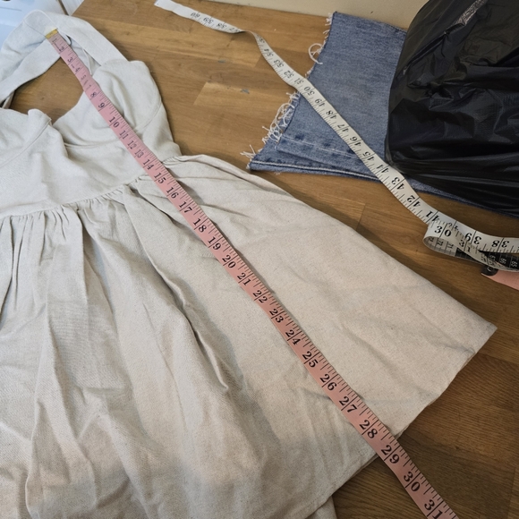 Meshki Loz Tie Back Linen Mini Dress In Natural L - Picture 15 of 16